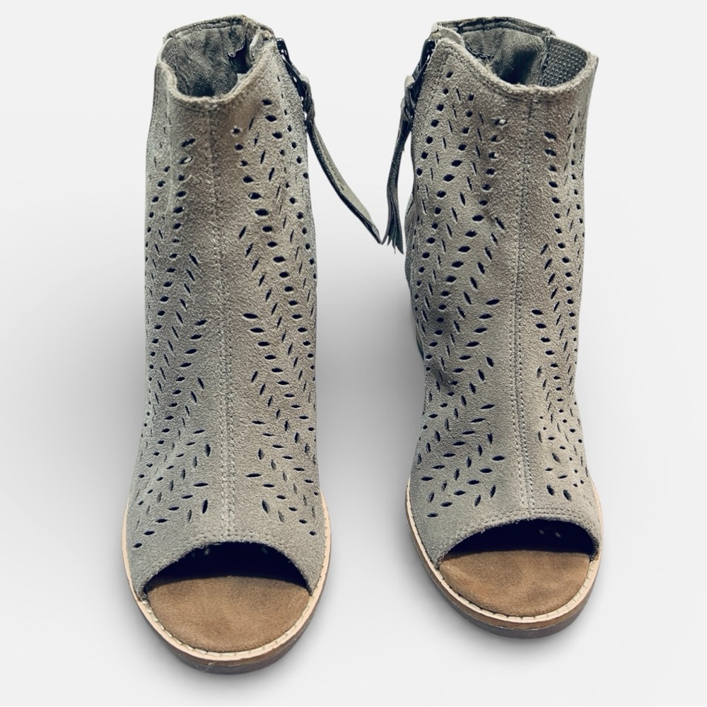 Toms Perforated Gray Ankle Booties
